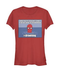 Junior’s Marvel Spider-Man #drowning T-Shirt