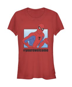 Junior’s Marvel Spider-Man #yourewelcome T-Shirt