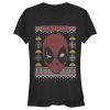 Junior’s Marvel Ugly Christmas Deadpool Mask T-Shirt