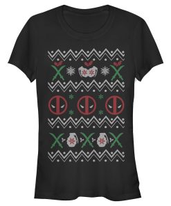 Junior’s Marvel Ugly Christmas Deadpool T-Shirt