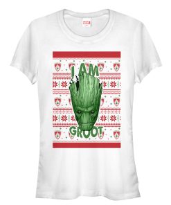 Junior’s Marvel Ugly Christmas Guardians of the Galaxy Groot Portrait T-Shirt