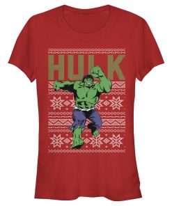 Junior’s Marvel Ugly Christmas Hulk T-Shirt
