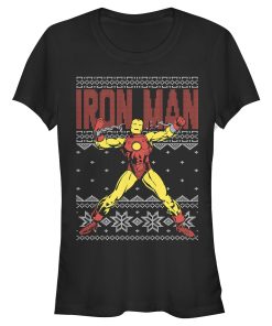 Junior’s Marvel Ugly Christmas Iron Man T-Shirt