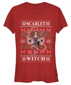 Junior’s Marvel Ugly Christmas Scarlet Witch T-Shirt