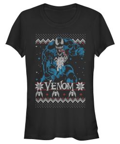 Junior’s Marvel Ugly Christmas Venom Pose T-Shirt