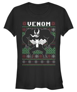 Junior’s Marvel Ugly Christmas Venom Tongue T-Shirt