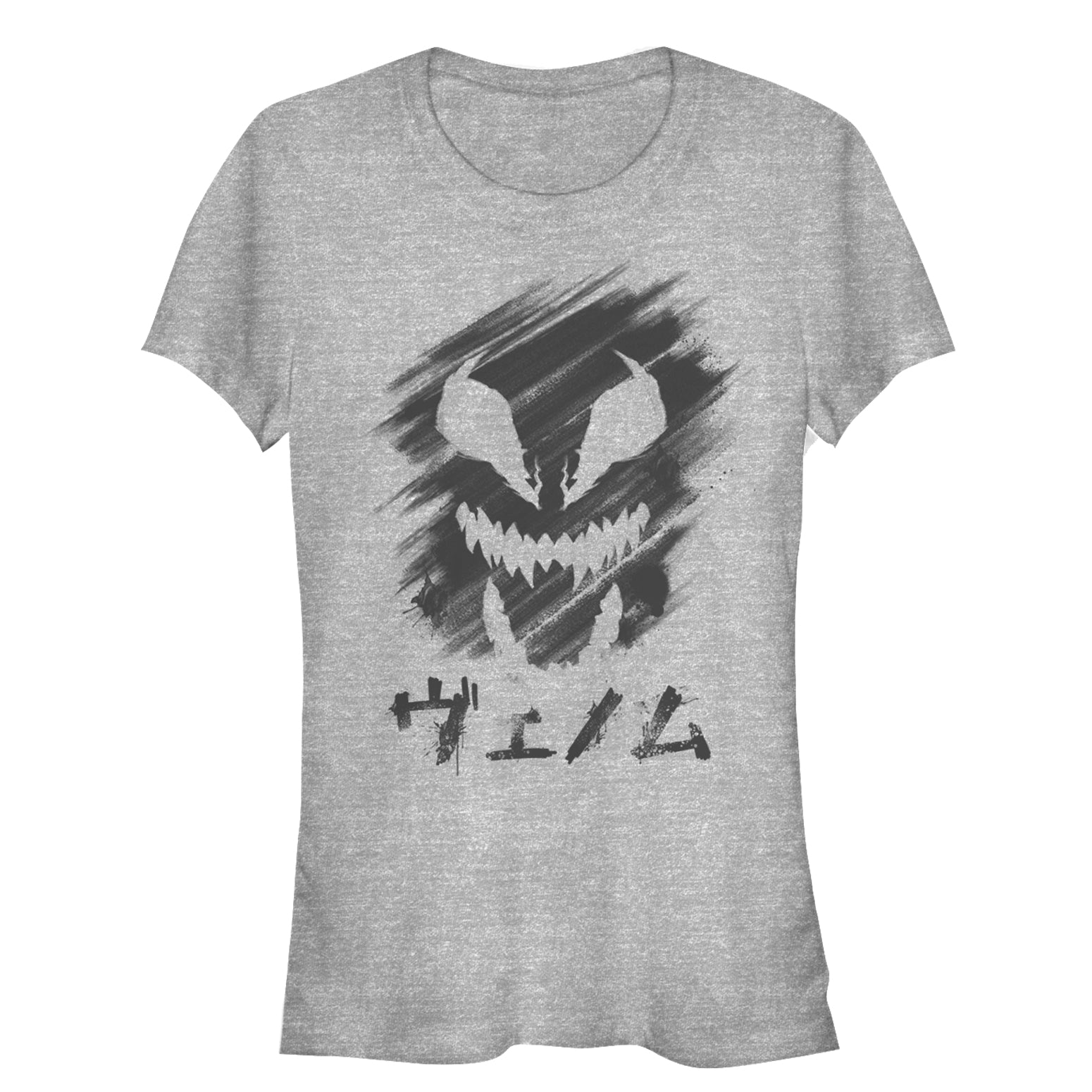 Junior's Marvel Venom Kanji Character Smudge T-Shirt Junior's Marvel Venom Kanji Character Smudge T-Shirt