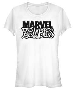 Junior’s Marvel Zombies Gray Grayscale Logo T-Shirt