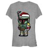 Junior’s Star Wars Boba Fett Santa Hat Cartoon T-Shirt