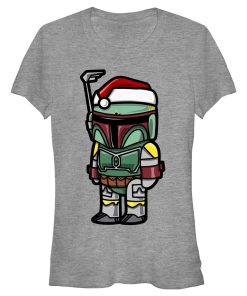 Junior’s Star Wars Boba Fett Santa Hat Cartoon T-Shirt