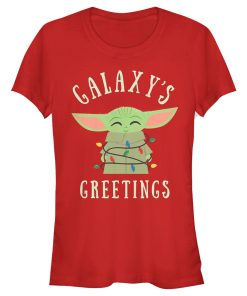 Junior’s Star Wars The Mandalorian Christmas The Child Greetings T-Shirt