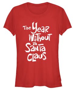 Junior’s The Year Without a Santa Claus White Logo Stack T-Shirt