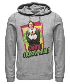 Men’s Elf Santa I Know Him Quote Pull Over Hoodie
