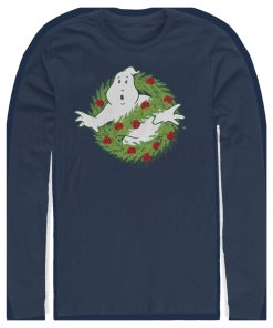 Men’s Ghostbusters Christmas Wreath Logo Long Sleeve Shirt