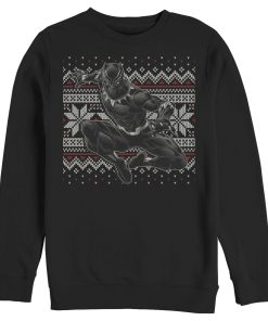 Men’s Marvel Black Panther Knit Pattern Print Sweatshirt