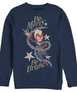 Men’s Marvel Christmas Captain Marvel Merry & Bright Sweatshirt