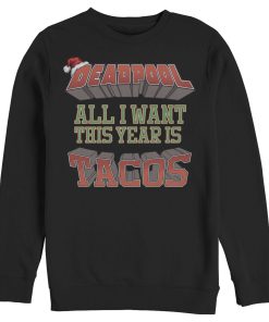Men’s Marvel Christmas Deadpool Wants Tacos Sweatshirt