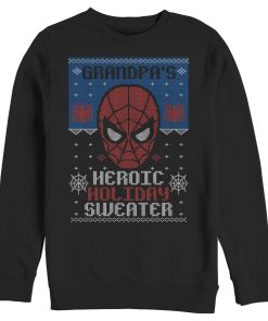 Men’s Marvel Spider-Man Grandpa’s Heroic Holiday Sweatshirt