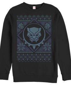 Men’s Marvel Ugly Christmas Black Panther Mask Sweatshirt