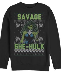 Men’s Marvel Ugly Chrristmas She-Hulk Snow Sweatshirt