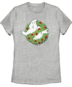 Women’s Ghostbusters Christmas Wreath Logo T-Shirt