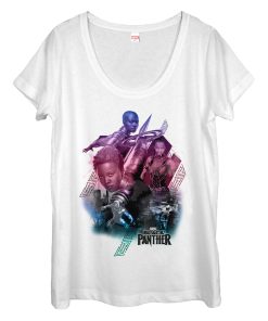 Women’s Marvel Black Panther 2018 Warrior Rainbow Stripes Scoop Neck