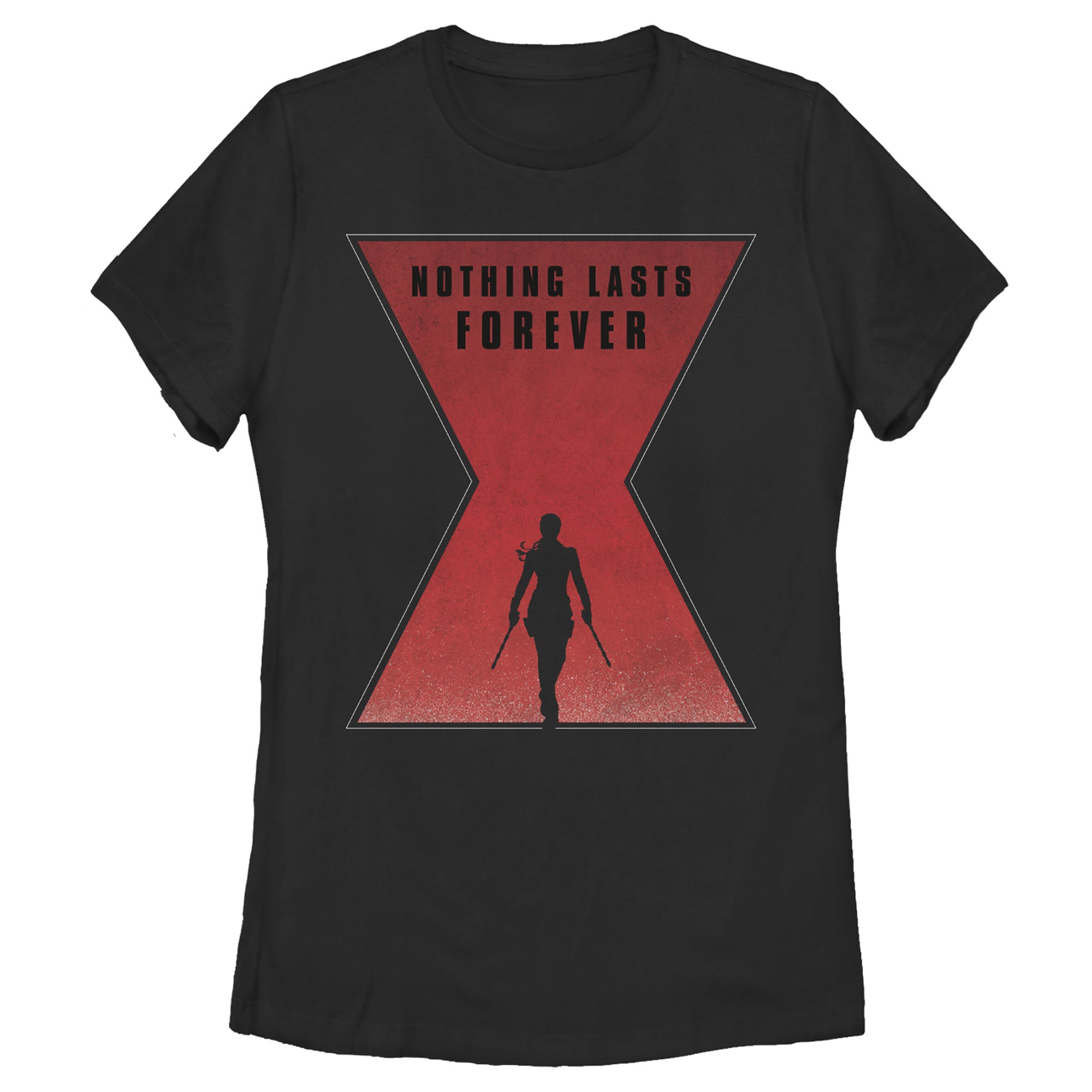 Women's Marvel Black Widow Hourglass Nothing Lasts T-Shirt Women's Marvel Black Widow Hourglass Nothing Lasts T-Shirt