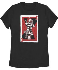 Women’s Marvel Black Widow Sister Playing Card T-Shirt