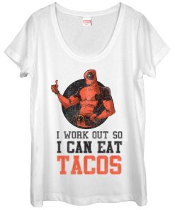 Women’s Marvel Deadpool Work Out Eat Tacos Scoop Neck