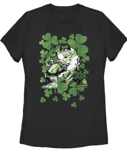 Women’s Marvel St. Patrick’s Day Hulk Clover Field T-Shirt