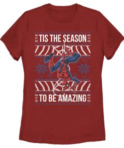 Women’s Marvel Ugly Christmas Spider-Man Season T-Shirt
