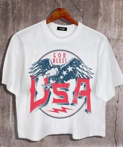 God Bless USA Graphic Crop Tee