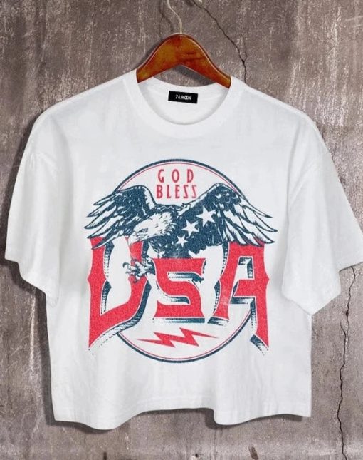 God Bless USA Graphic Crop Tee