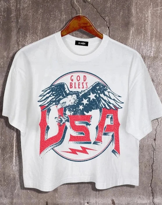 God Bless USA Graphic Crop Tee God Bless USA Graphic Crop Tee